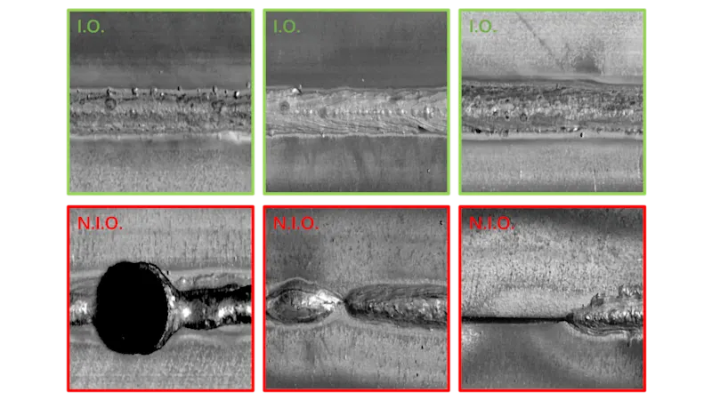 IUNA AI의 AI 검사 시스템은 딥러닝 모델과 규칙 기반 알고리즘을 결합해 용접 이음부를 자동으로 감지 및 분류하고 밀리미터 단위의 정밀도로 측정할 수 있습니다.