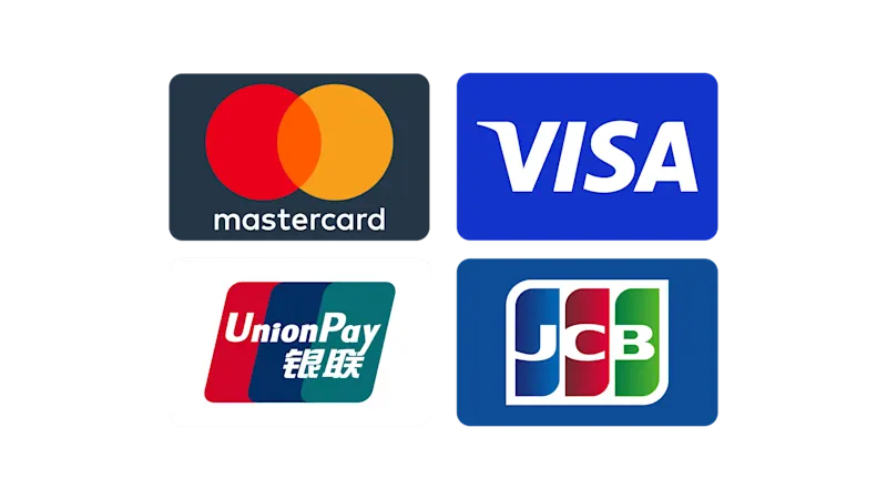 Visa、Mastercard、銀聯(UnionPay)、JCB
