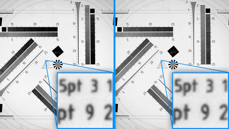 Image comparison between camera with established sensor on the left and Basler camera on the right: field of view and image quality are comparable.