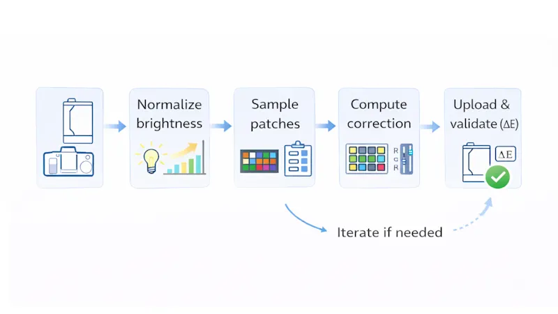 Operator-guided calibration workflow—effective, but requiring multiple steps and iterations.