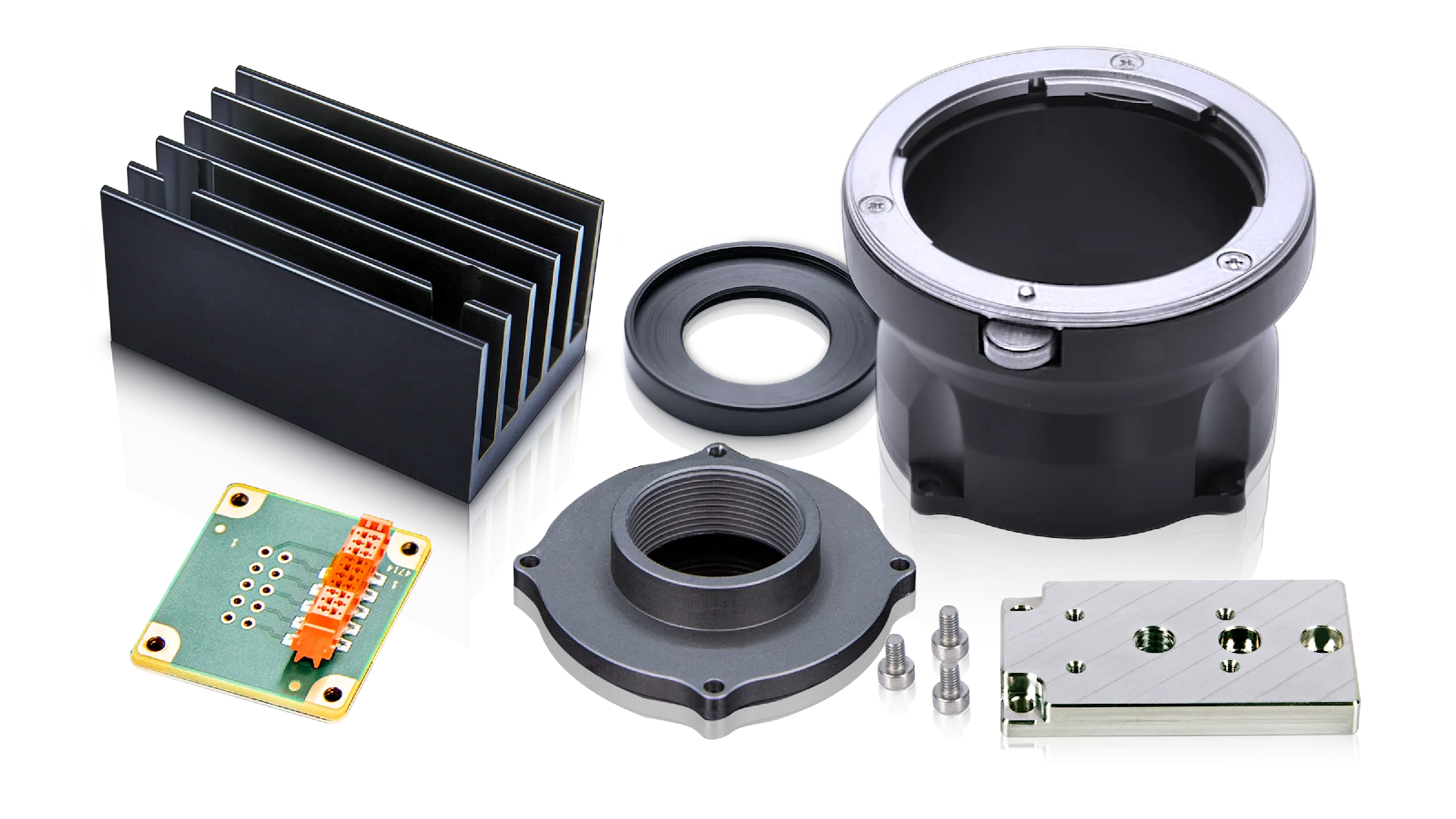 Basler accessories for image processing include network and peripheral devices, mounting aids, and a range of other accessory products for cameras, lenses, and lighting.