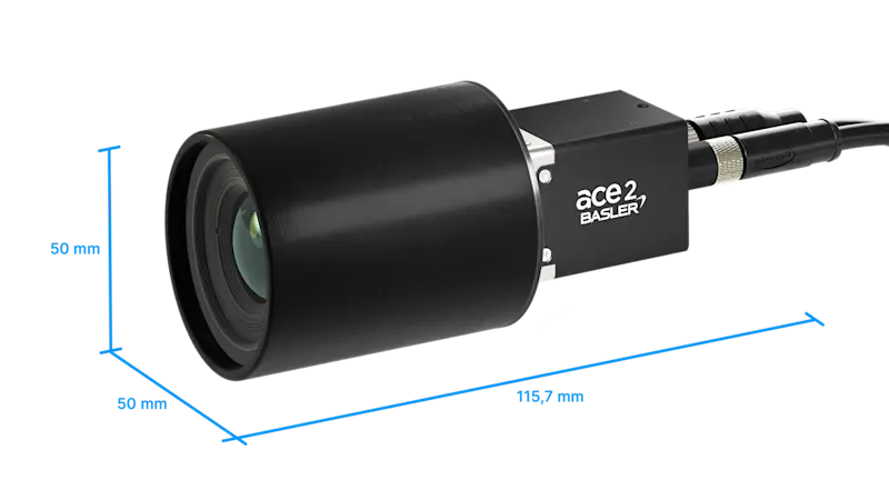 Compact ace 2 IP67 camera with lens and IP67 lens tube
