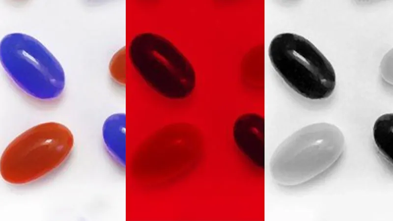 Even colored candy can be distinguished with a monochrome camera
