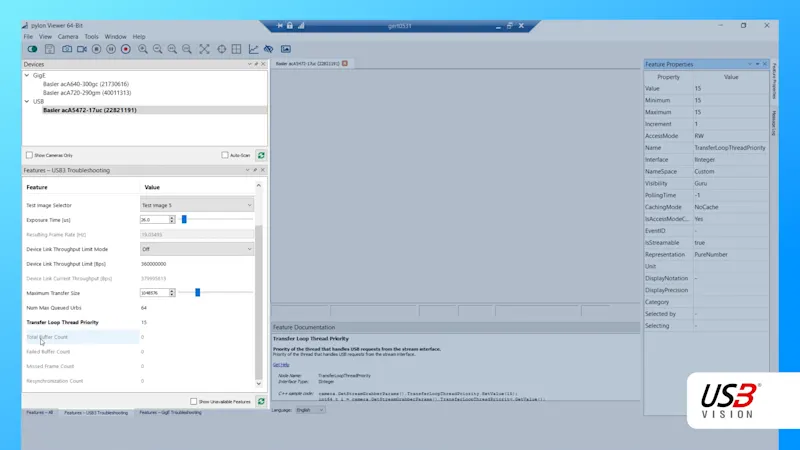 Optimize USB3 Vision systems in pylon for real time and performance