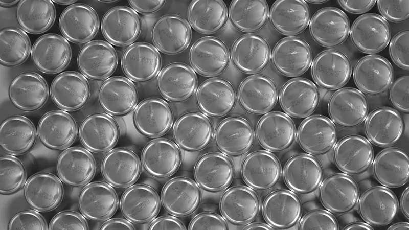 Cans on a mass conveyor belt with a width of 3 m