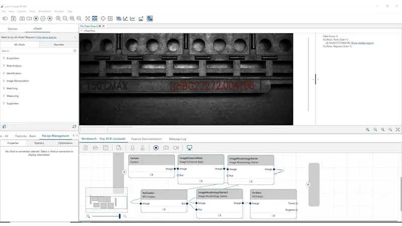 Chip/IC tray OCR with pylon vTools (recipe and results)