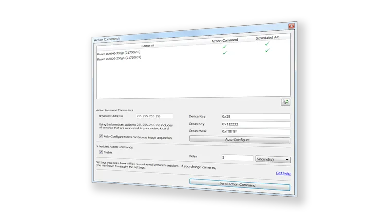 Les commandes d'action GigE simplifiées dans pylon