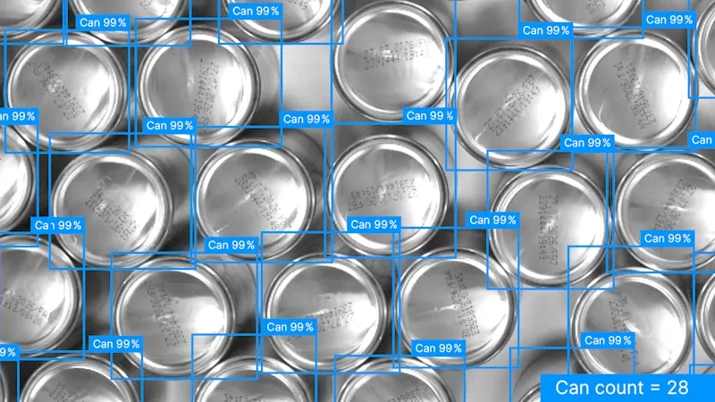 pylon AI software recognizes and counts cans via object detection