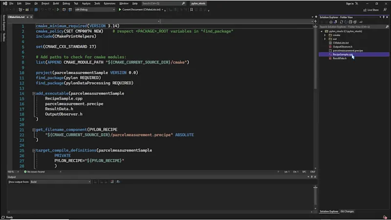 The Recipe Code Generator creates C++ sample code in a few clicks