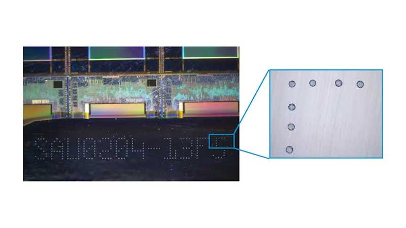 Non-uniform illumination and mark degradation reduce readability in real production conditions.