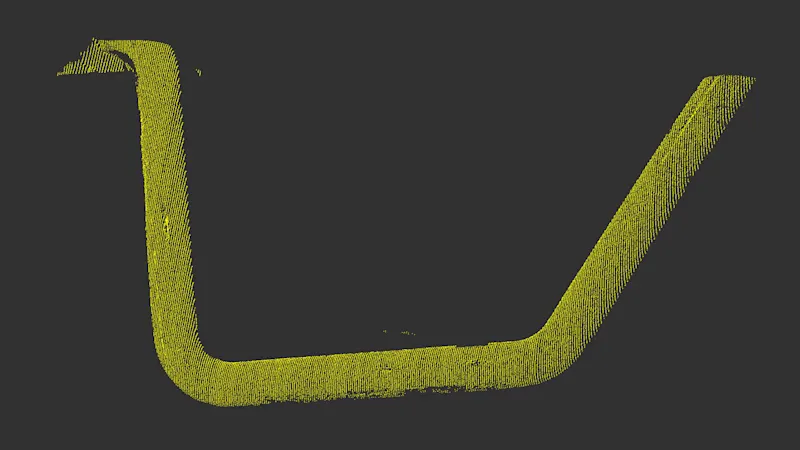 3D Scan des Auspuffrohrs mit von Alsontech entwickelter Laser-Imaging-Technologie