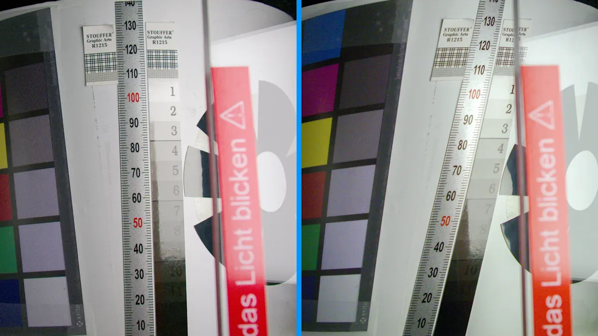 Image comparison: an image taken with a global shutter (without distortion) vs. an image taken with a rolling shutter (with distortion).