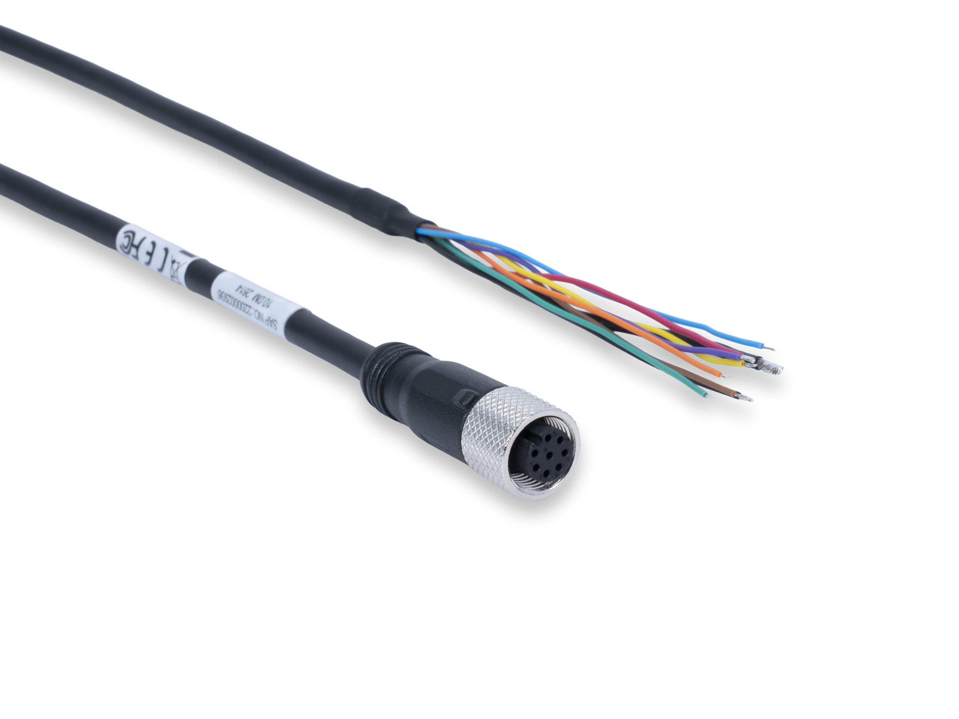  Power-I/O Cable, M12A, 8p, f, open , 10m 