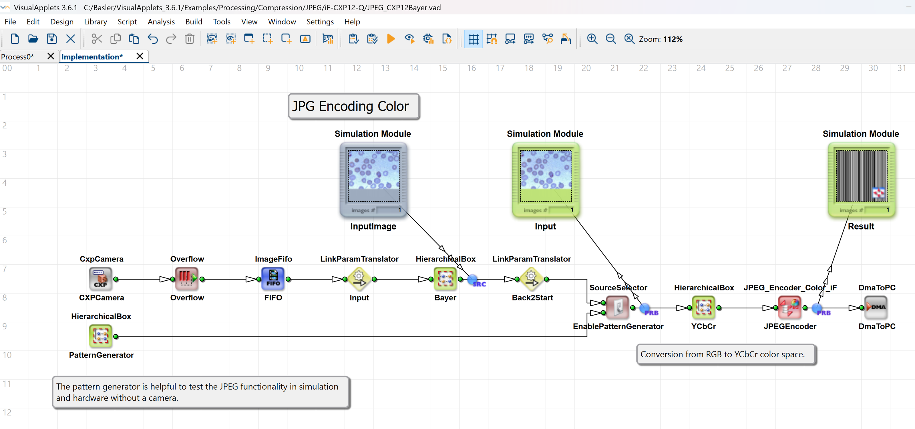 The JPEG operator in VisualApplets significantly reduces the amount of data