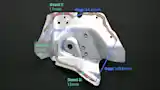 The high-contrast 3D point cloud clearly distinguishes the adhesive bead from the surrounding substrate, even under low-contrast color conditions