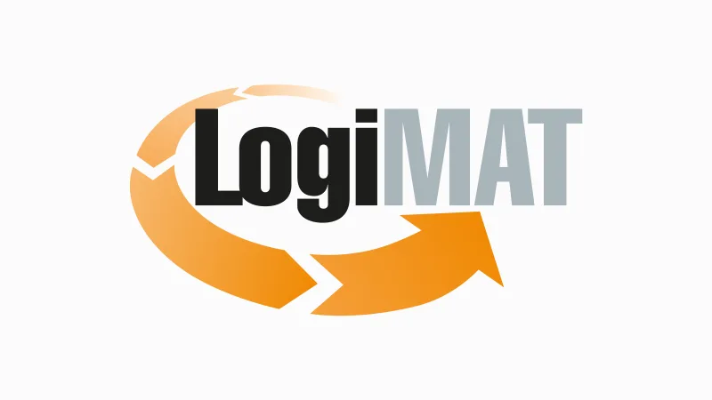 Logo for the LogiMAT trade show with trade fair data