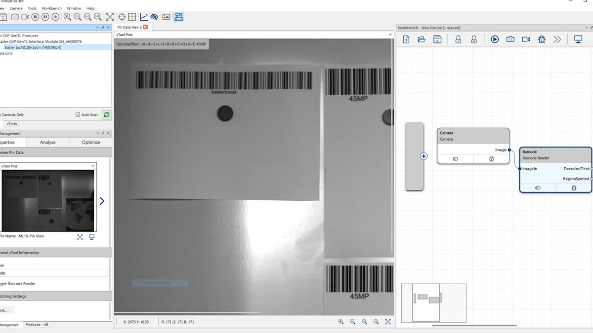 Barcode Raster Layer Reading Small Data Matrix and Barcodes on Large Areas | Basler AG