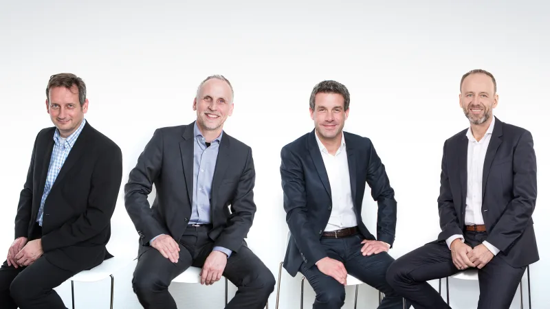 Management Board Arndt Bake (Chief Marketing Officer), Dr. Dietmar Ley (Chief Executive Officer), Hardy Mehl (Chief Financial Officer / Chief Operations Officer) and Alexander Temme (Chief Commercial Officer) - from left to right