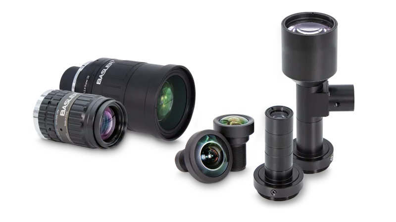 Fixed focal length and telecentric lenses from Basler's extensive portfolio of Machine Vision Lenses