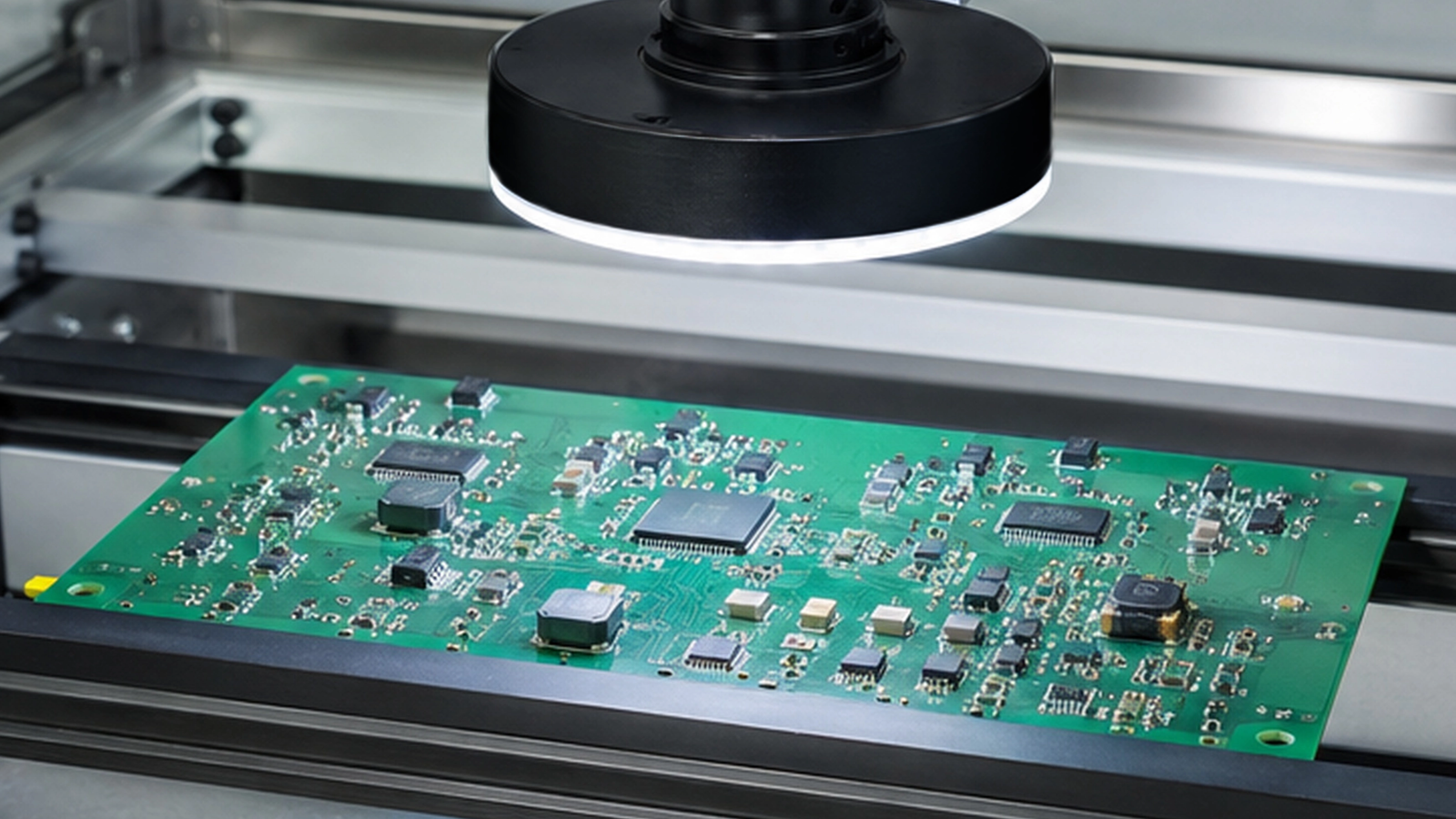 The lighting control system ensures synchronized, reproducible illumination, as required for license plate recognition.
