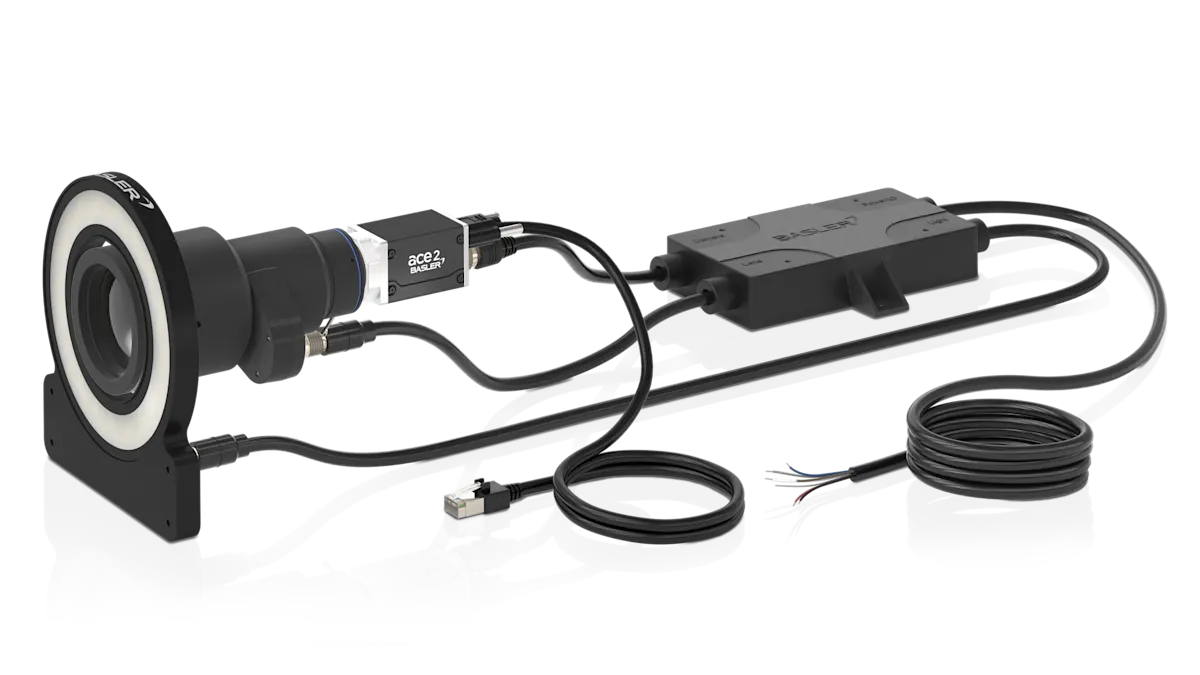 Vision system with lens and lighting control via an ace 2 camera.