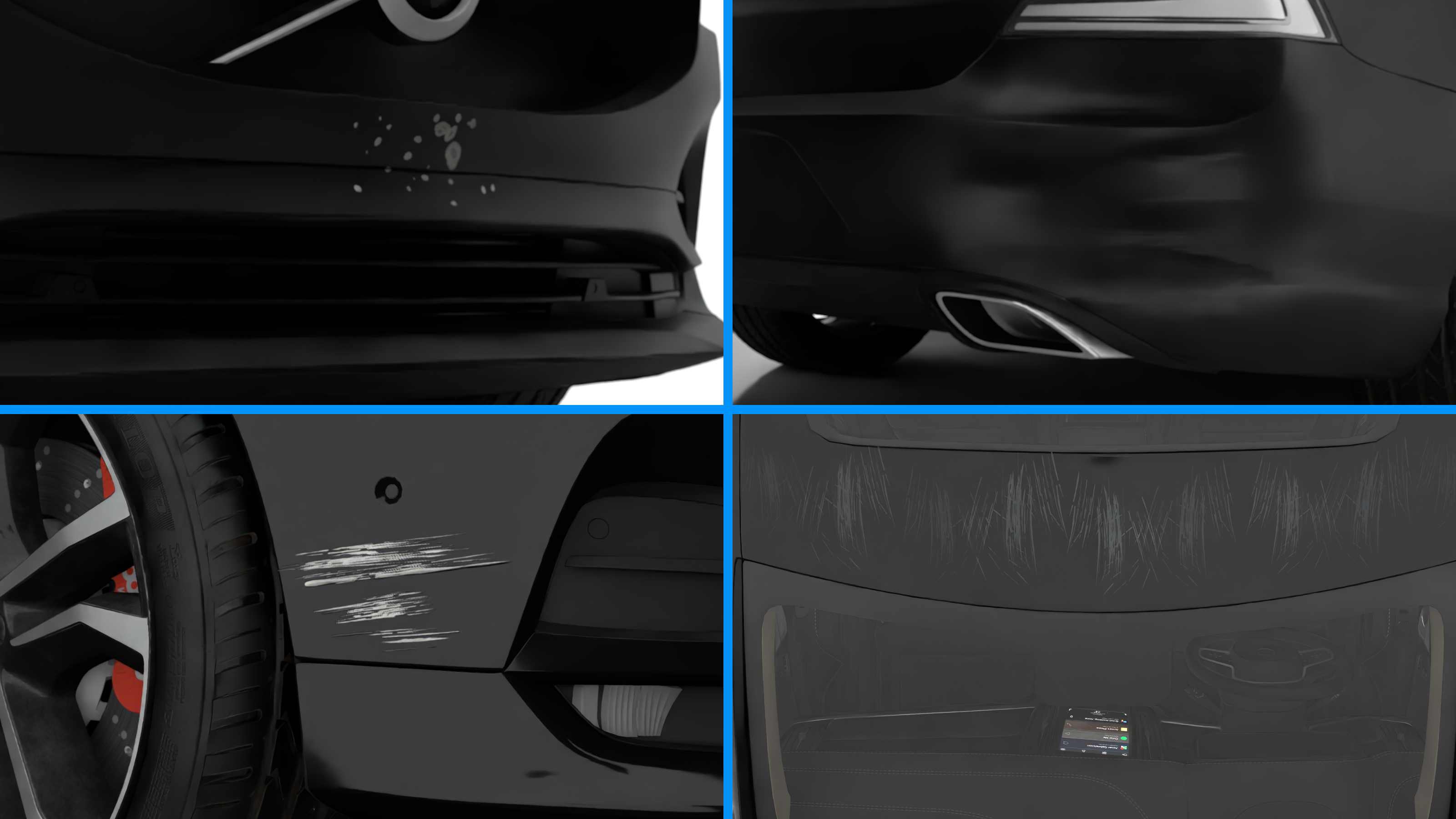 Simulated vehicle defects as training data for AI models: Paint chips, dents, and scratches