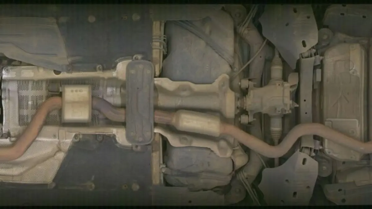 Undercarriage view of a car