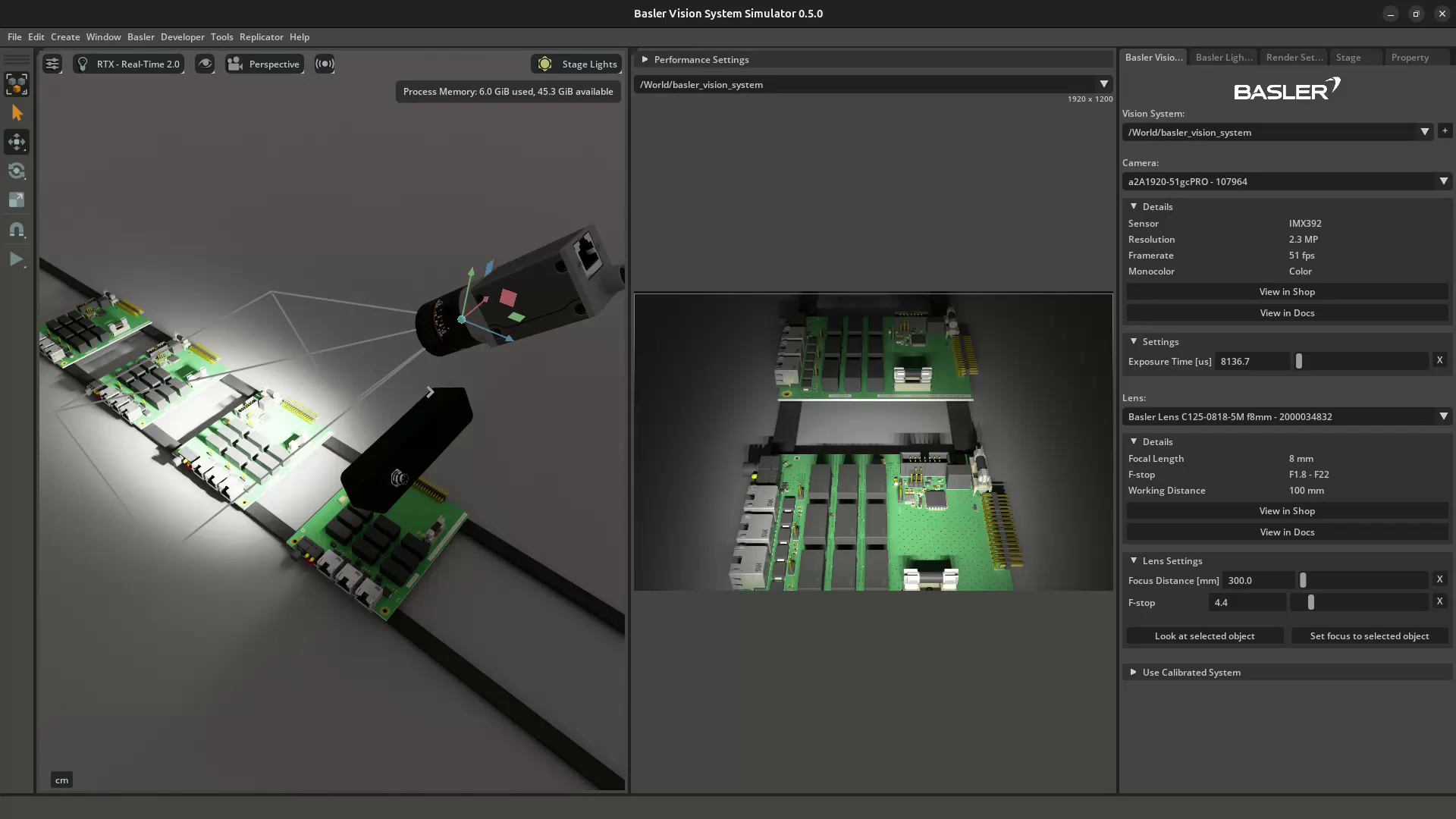 Screenshot Basler Vision Simulation