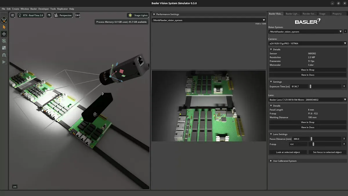 Screenshot Basler Vision Simulation